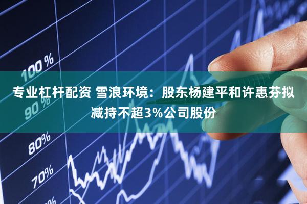 专业杠杆配资 雪浪环境:股东杨建平和许惠芬拟减持不超3%公司股份