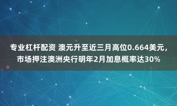 专业杠杆配资 澳元升至近三月高位0.664美元，市场押注澳洲央行明年2月加息概率达30%